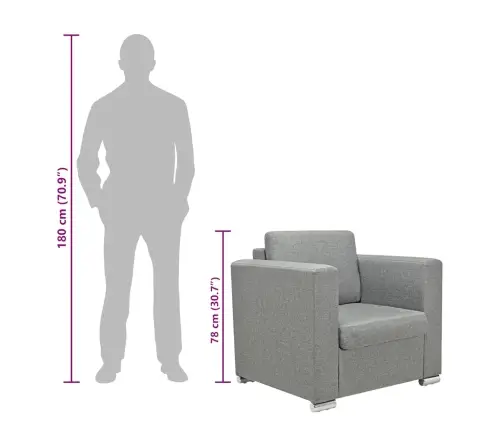 Atpūtas Krēsls, Gaiši Pelēks Audums Vidaxl