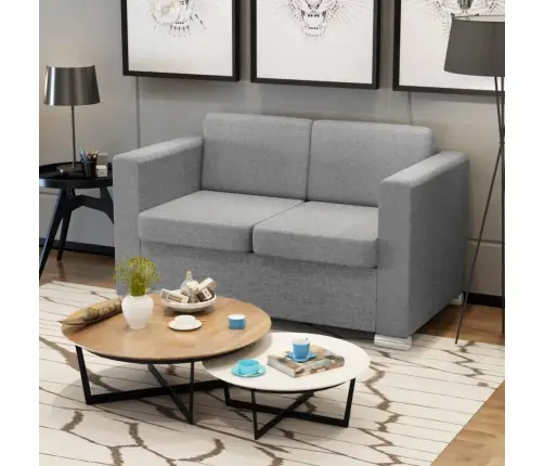 Dīvāns, Divvietīgs, Gaiši Pelēks Audums Vidaxl