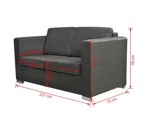 Dīvāns, Divvietīgs, Tumši Pelēks Audums Vidaxl