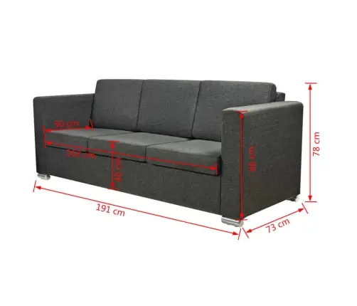 Vidaxli 3-Kohaline Tumehalli Kangaga Diivan