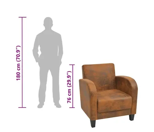 Atpūtas Krēsls, Brūna Mākslīgā Zamšāda Vidaxl