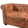 Chesterfield Penkiavietė Kampinė Sofa, Dirbtinė Oda, Ruda