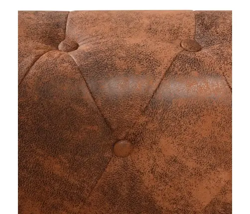 Chesterfield Penkiavietė Kampinė Sofa, Dirbtinė Oda, Ruda