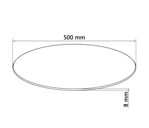 Vidaxli Lauaplaat Karastatud Klaasist, Ümmargune, 500 Mm