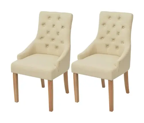 Virtuves Krēsli, 2 Gab., Krēmkrāsas Audums Vidaxl