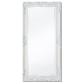 Baroka Stila Sienas Spogulis, 100X50 Cm, Balts Vidaxl