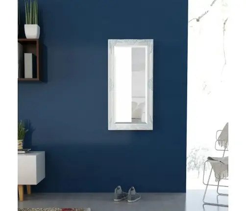 Sieninis Veidrodis, Barokinis Stilius, 100X50 cm Baltas