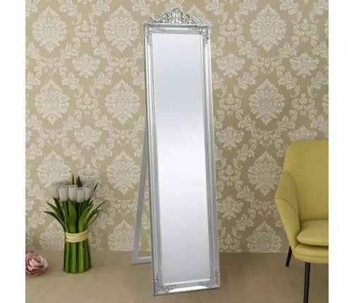 Baroka Stila Grīdas Spogulis, 160X40 Cm, Sudraba Krāsā Vidaxl
