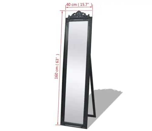 Baroka Stila Grīdas Spogulis, 160X40 Cm, Melns Vidaxl