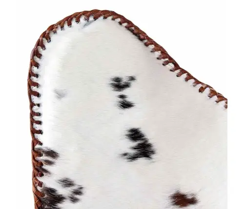 Tauriņa Formas Krēsls, Brūns Un Balts, Dabīga Govs Āda Vidaxl