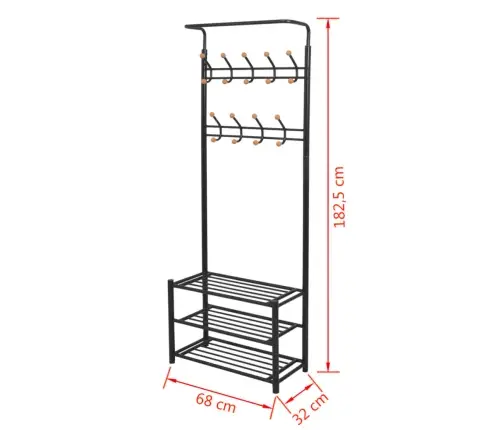 Vidaxli Kingarestiga Riidenagi 68 X 32 X 182,5 Cm Must