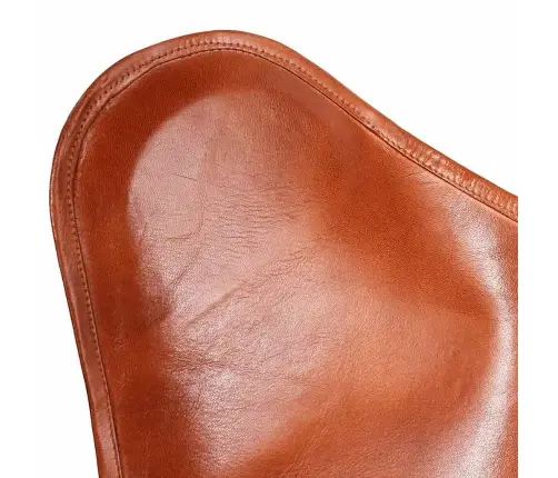 Tauriņa Formas Krēsls, Brūna Dabīgā Āda  Vidaxl