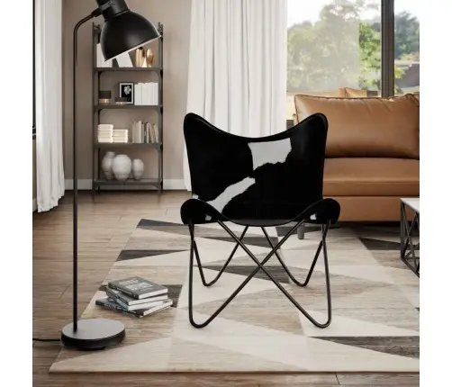 Išskleidžiama Kėdė, Juodos Ir Baltos Spalvos, Tikra Karvės Oda