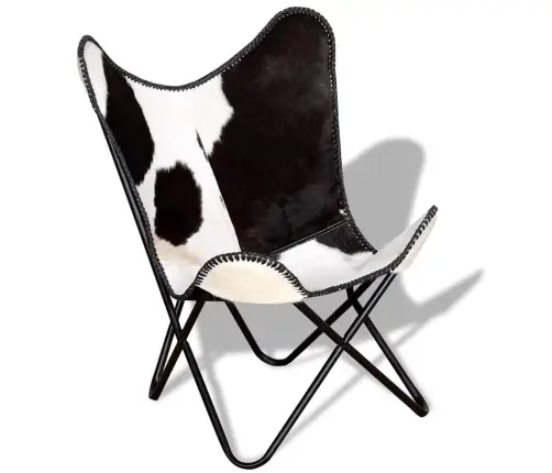 Išskleidžiama Kėdė, Juodos Ir Baltos Spalvos, Tikra Karvės Oda