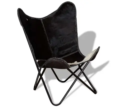 Išskleidžiama Kėdė, Juodos Ir Baltos Spalvos, Tikra Karvės Oda