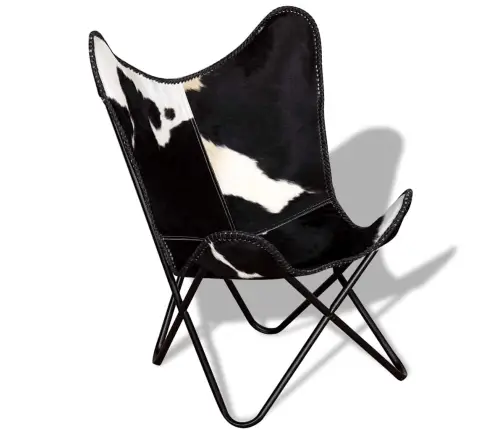 Išskleidžiama Kėdė, Juodos Ir Baltos Spalvos, Tikra Karvės Oda