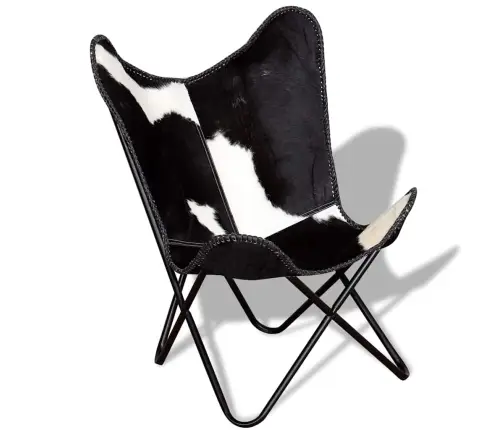 Išskleidžiama Kėdė, Juodos Ir Baltos Spalvos, Tikra Karvės Oda