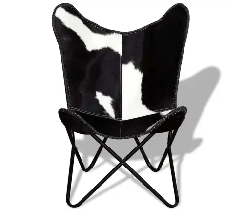 Išskleidžiama Kėdė, Juodos Ir Baltos Spalvos, Tikra Karvės Oda