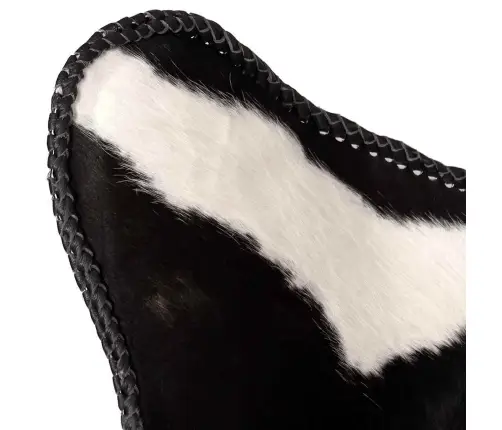 Išskleidžiama Kėdė, Juodos Ir Baltos Spalvos, Tikra Karvės Oda