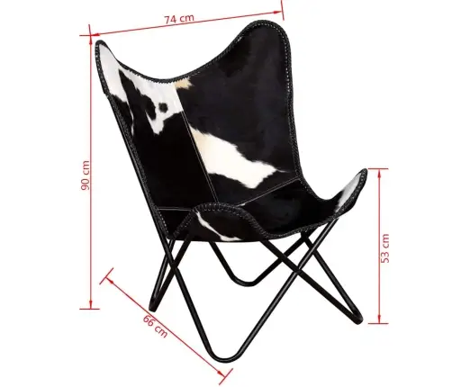 Išskleidžiama Kėdė, Juodos Ir Baltos Spalvos, Tikra Karvės Oda