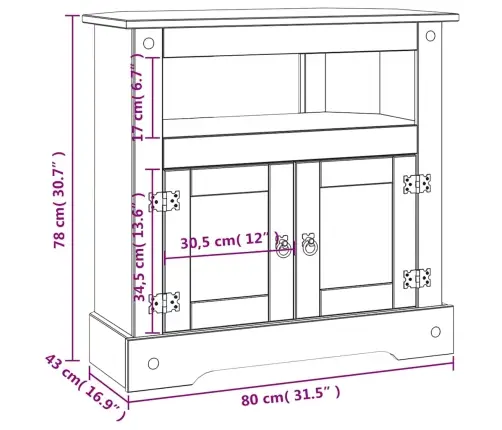 Konsoollaud Mehhiko Mänd, Corona Seeria 80X43X78 Cm