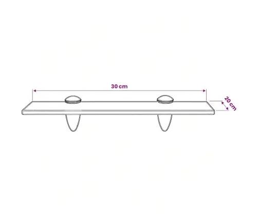 Sienas Plaukts, 30X20 Cm, 8 Mm, Stikls Vidaxl