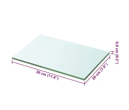 Lentynos Plokštė, Skaidrus Stiklas, 30X20 Cm