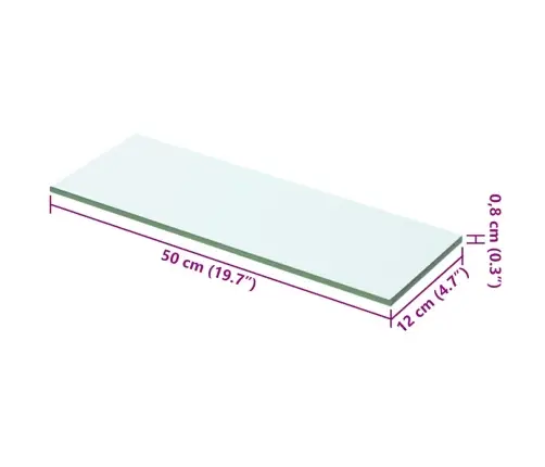 Lentynos Plokštė, Skaidrus Stiklas, 50X12 Cm