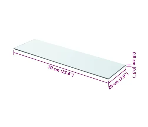 Vidaxli Klaasist Riiuliplaat 70 X 20 Cm Läbipaistev