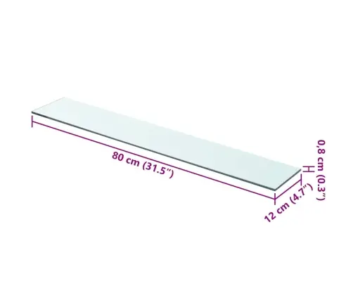Sienas Plaukts, 80X12 Cm, Caurspīdīgs Stikls Vidaxl