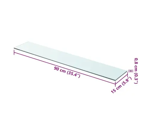 Lentynos Plokštė, Skaidrus Stiklas, 90X15Cm