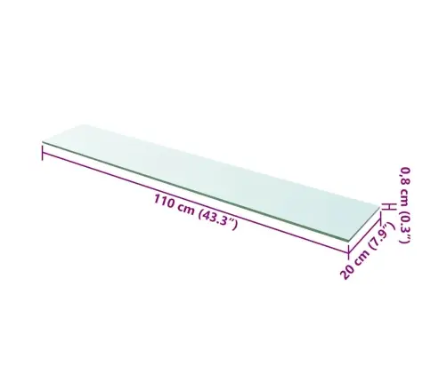 Lentynos Plokštė, Skaidrus Stiklas, 110X20 Cm