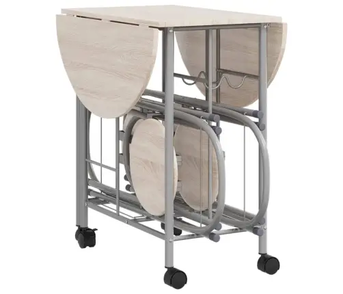 Vidaxli Viieosaline Kokkuvolditav Söögitoakomplekt, Mdf , Valge