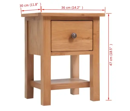 Naktsgaldiņš, 36X30X47 Cm, Ozola Masīvkoks Vidaxl