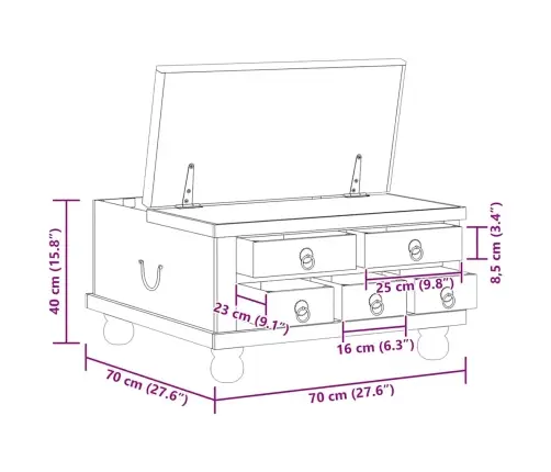 Kavos Staliukas, Perdirbta Mediena, 70X70X38Cm