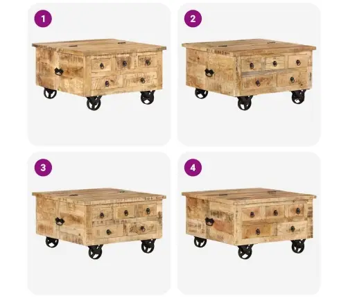 Kafijas Galdiņš, 70X70X40 Cm, Mango Koks Vidaxl