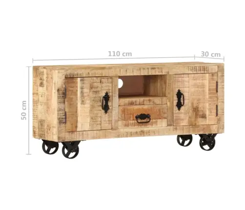 Tv Skapītis, 110X30X50 Cm, Neapstrādāts Mango Koks Vidaxl