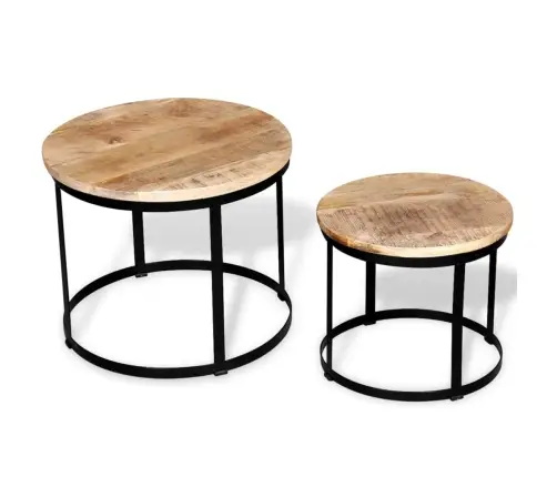 Vidaxli Kaheosaline Kohvilaua Komplekt Ümmargune 40/50 Cm Mangopuit