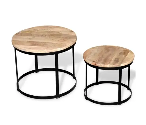 Vidaxli Kaheosaline Kohvilaua Komplekt Ümmargune 40/50 Cm Mangopuit