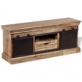 Tv Skapītis Ar 2 Bīdāmām Durvīm, 110X30X45 Cm, Mango Masīvkoks Vidaxl