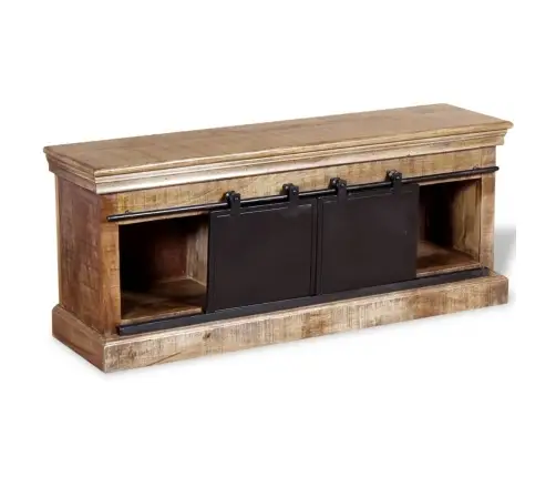 Tv Skapītis Ar 2 Bīdāmām Durvīm, 110X30X45 Cm, Mango Masīvkoks Vidaxl