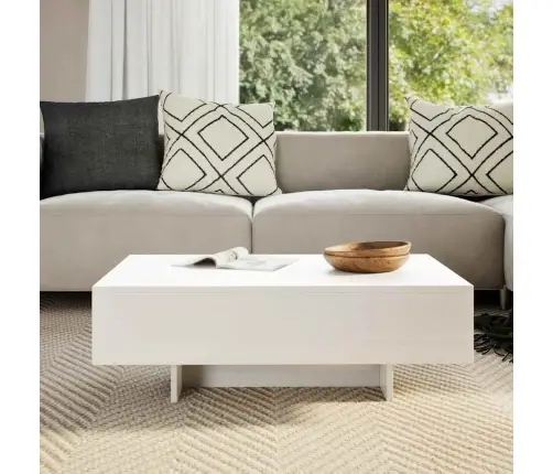 Kafijas Galdiņš, Spīdīgs, Balts   Vidaxl