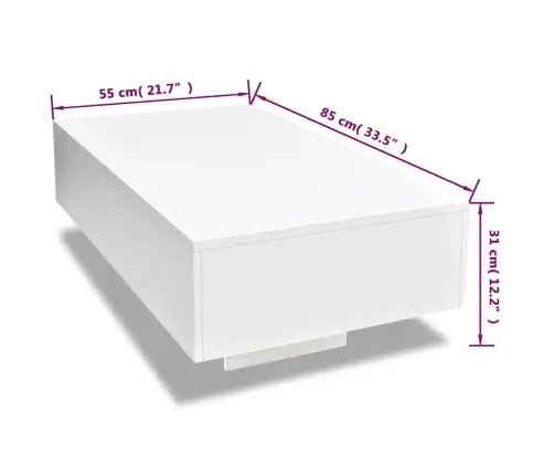 Kafijas Galdiņš, Spīdīgs, Balts   Vidaxl