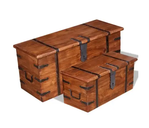 Uzglabāšanas Kastes, 2 Gab., Masīvkoks Vidaxl