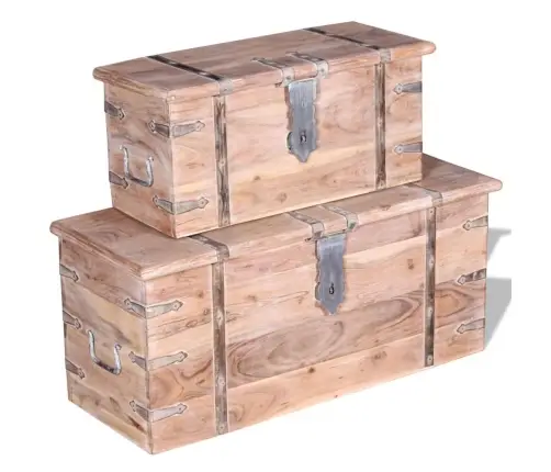 Kastes, Lādes, 2 Gab., Akācijas Koks Vidaxl