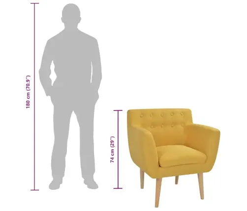 Atpūtas Krēsls, Dzeltens Audums Vidaxl