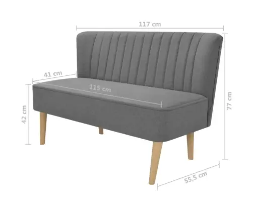 Auduma Dīvāns, 117X55,5X77 Cm, Gaiši Pelēks Vidaxl