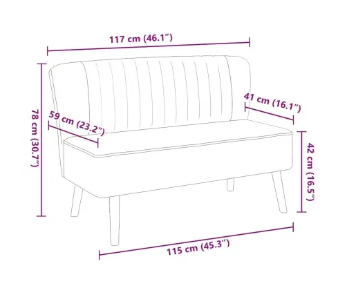 Auduma Dīvāns, 117X55,5X77 Cm, Gaiši Pelēks Vidaxl