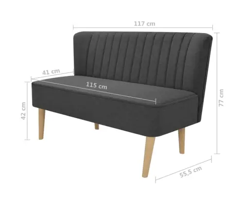 Auduma Dīvāns, 117X55,5X77 Cm, Tumši Pelēks    Vidaxl