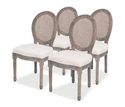 Virtuves Krēsli, 4 Gab., Krēmkrāsas Audums Vidaxl